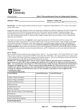 Financial Aid Reconsideration Form