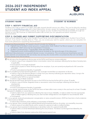 Student Aid Index Appeal Form