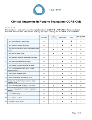 CORE-OM Mental Health Assessment Form - Fill Out, Sign & Share Online ...