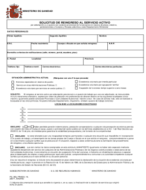 Spanish Ministry of Health Reentry Form