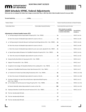 2024 Schedule KPINC, Federal Adjustments