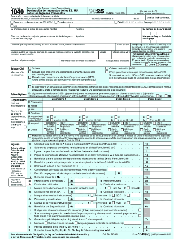 2025 Form 1040 (sp) Preview on Page 1