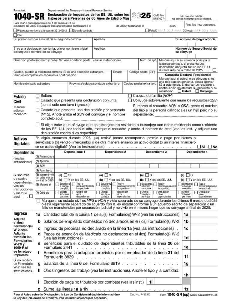 2025 Form 1040-SR (sp) Preview on Page 1