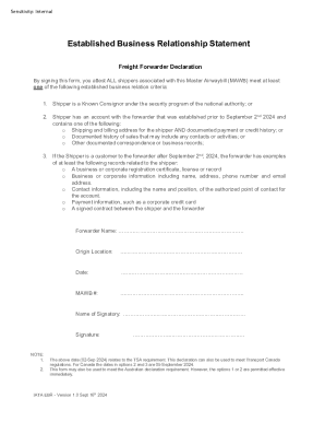 Freight Forwarder Declaration