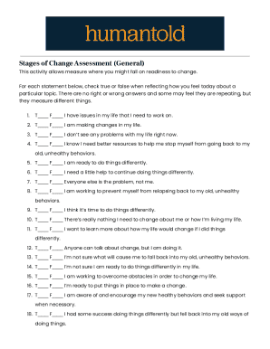 Stages of Change Assessment Form