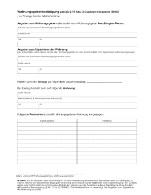 Wohnungsgeberbestätigung Form