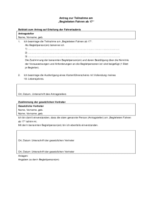 Application for Accompanied Driving at 17