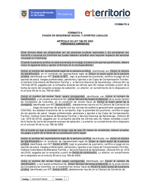 Colombia Social Security and Legal Contributions Form