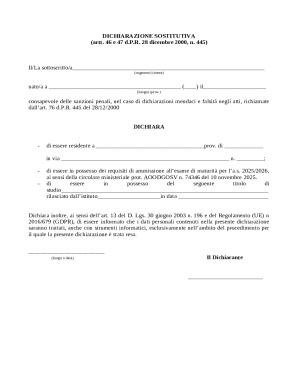 Italian Maturità Exam Declaration Form