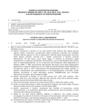 Italian Self-Certification Form for Participation Requirements