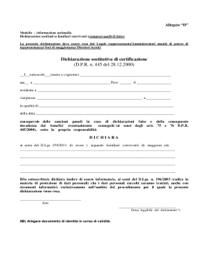 Italian Anti-Mafia Declaration Form