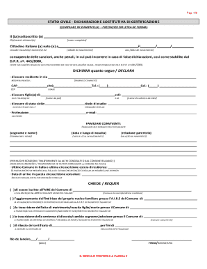 Italian Civil Status Declaration Form
