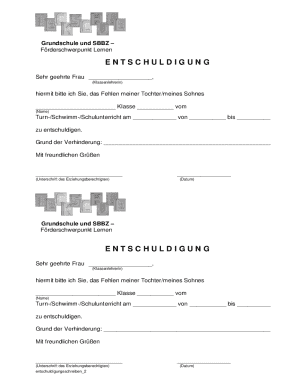 German School Absence Excuse Note