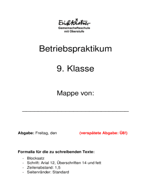 Betriebspraktikum Form 9th Grade