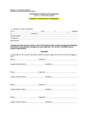 Italian Anti-Mafia Declaration Form