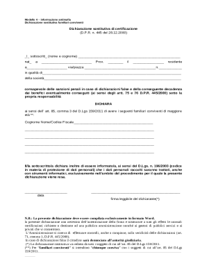 Italian Anti-Mafia Declaration Form