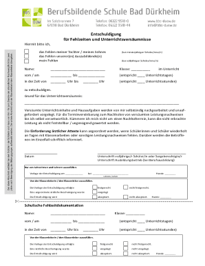 Excuse for Absence from School