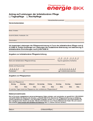 German Nursing Care Application Form