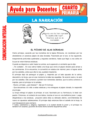 La Narracin para Cuarto de Primaria. Fichas de La Narracin para Cuarto de Primaria
