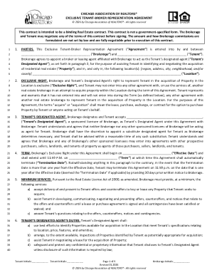 Chicago Exclusive Tenant-Broker Representation Agreement