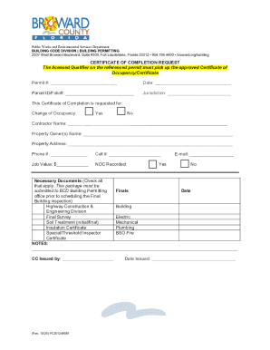 Certificate of Completion Request