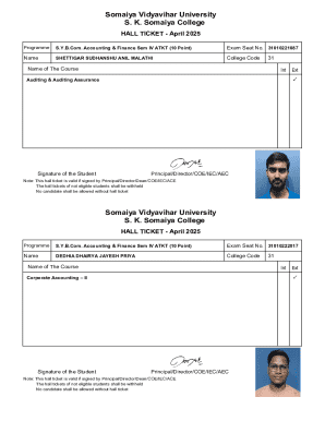 Hall Ticket - April 2025