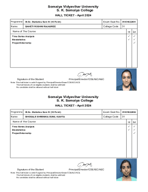 Somaiya Vidyavihar University Hall Ticket