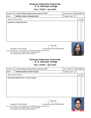 Hall Ticket - April 2025