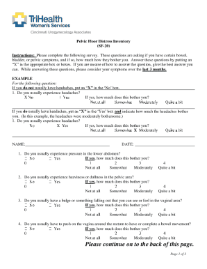 Pelvic Floor Distress Inventory SF-20