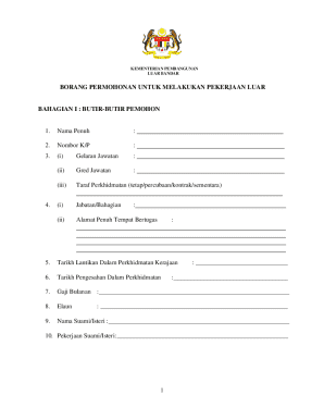 Malaysia Government Form for Outside Employment