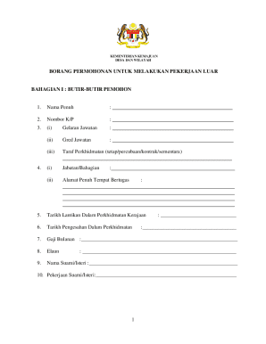 Malaysia Government Work Permit Application Form