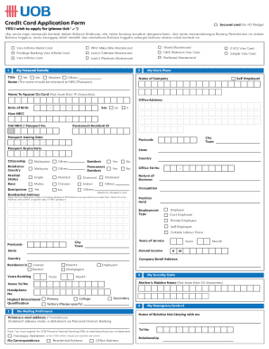 UOB Credit Card Application Form