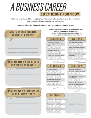 Business Career Worksheet