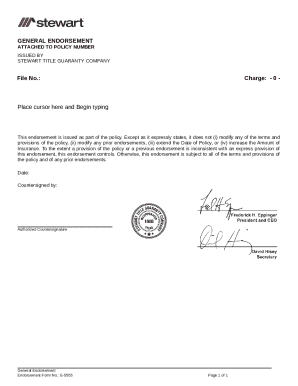 General Endorsement Form