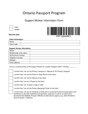 Ontario Passport Program Support Worker Information Form
