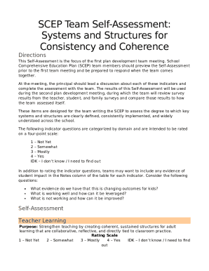 SCEP Team Self-Assessment Form