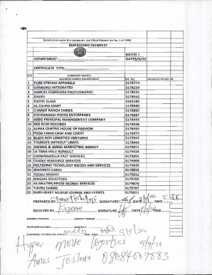 Dispatch Manifest Template