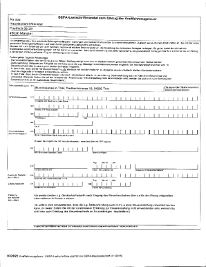 SEPA Direct Debit Mandate for Vehicle Tax