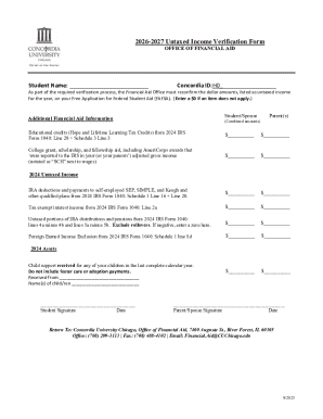 2026-2027 Untaxed Income Verification Form