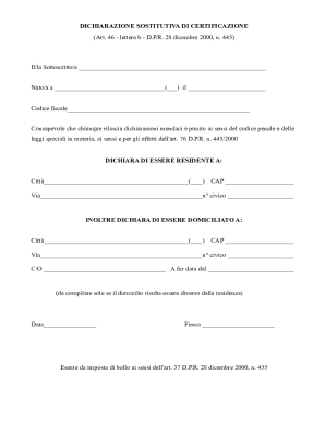 Italian Self-Certification Declaration