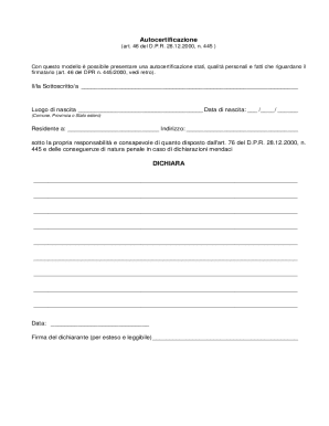 Italian Self-Certification Form