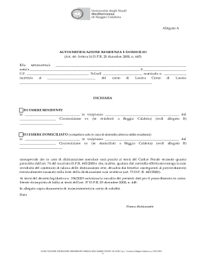 Residence and Domicile Self-Certification Form
