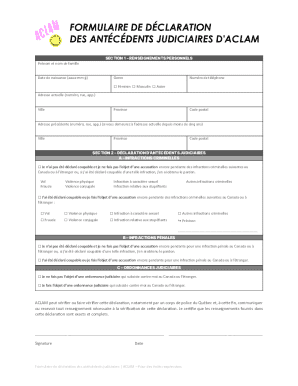 ACLAM Criminal Record Declaration Form