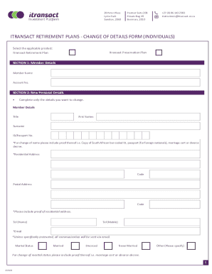 Itransact Retirement Plans Change of Details Form