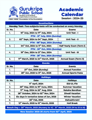 School Academic Calendar