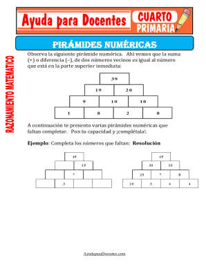Pirmides Nmericas para Cuarto de Primaria. Fichas de Pirmides Nmericas para Cuarto de Primaria