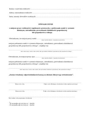Preschool Application Parent Declaration