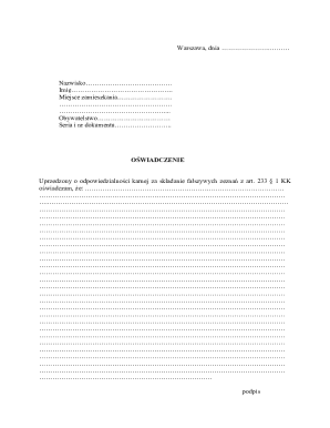 Polish Affidavit Form