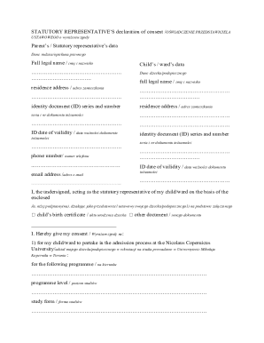 Statutory Representative’s Declaration of Consent