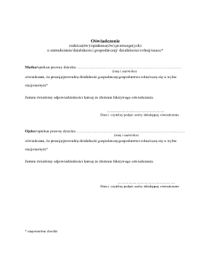 Parental Declaration of Employment or Education